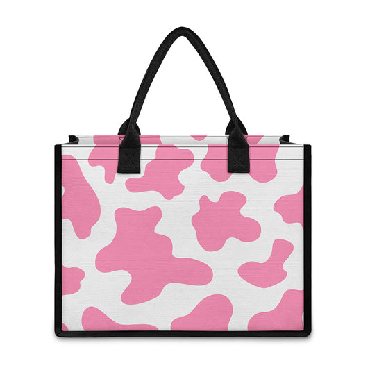 Pastel Pink And White Cow Print Canvas Tote Bag