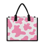 Pastel Pink And White Cow Print Canvas Tote Bag
