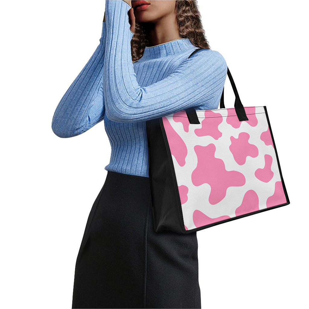 Pastel Pink And White Cow Print Canvas Tote Bag