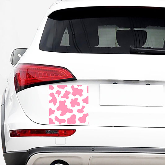Pastel Pink And White Cow Print Car Sticker