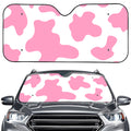 Pastel Pink And White Cow Print Car Windshield Sun Shade