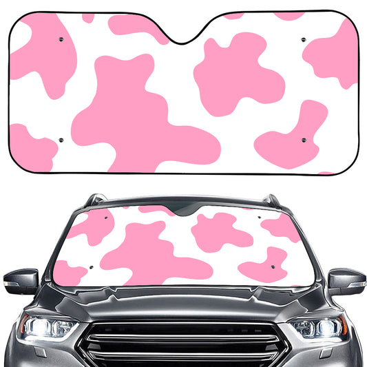 Pastel Pink And White Cow Print Car Windshield Sun Shade