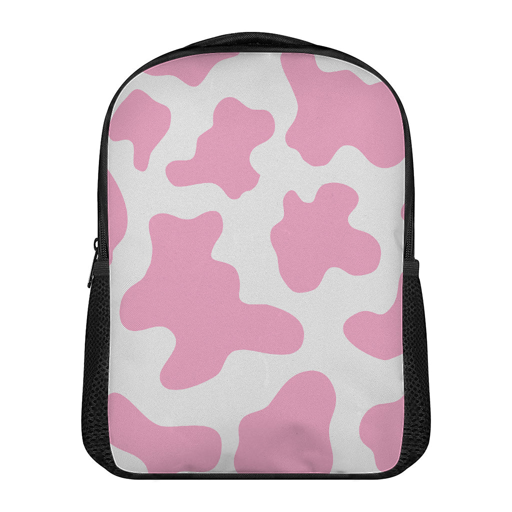 Pastel Pink And White Cow Print Casual Backpack