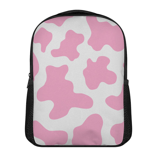 Pastel Pink And White Cow Print Casual Backpack
