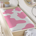 Pastel Pink And White Cow Print Changing Pad Cover