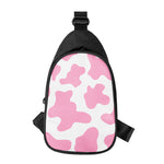 Pastel Pink And White Cow Print Chest Bag