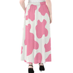 Pastel Pink And White Cow Print Chiffon Maxi Skirt