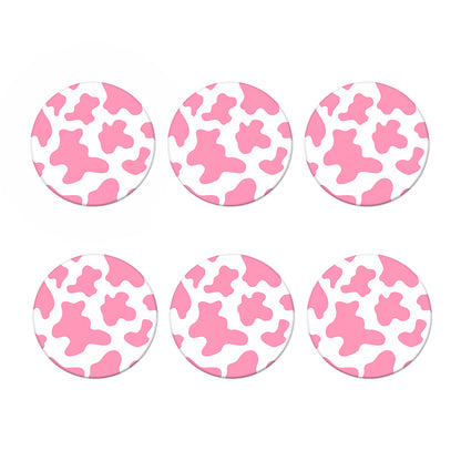 Pastel Pink And White Cow Print Coaster Set
