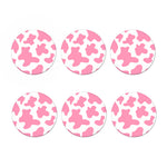 Pastel Pink And White Cow Print Coaster Set