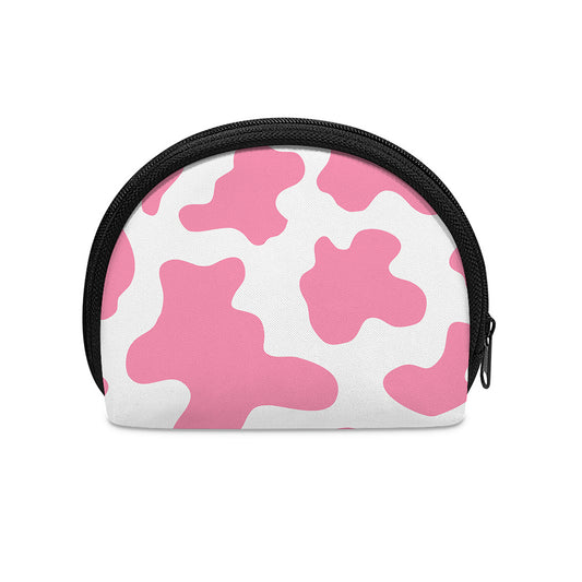 Pastel Pink And White Cow Print Coin Purse