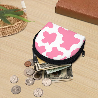 Pastel Pink And White Cow Print Coin Purse