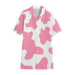 Pastel Pink And White Cow Print Cotton Hawaiian Shirt
