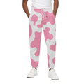 Pastel Pink And White Cow Print Cotton Sweatpants