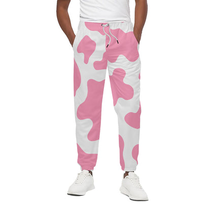 Pastel Pink And White Cow Print Cotton Pants