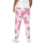 Pastel Pink And White Cow Print Cotton Pants