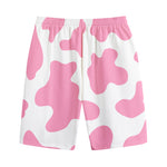 Pastel Pink And White Cow Print Cotton Shorts