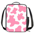 Pastel Pink And White Cow Print Crossbody Lunch Bag