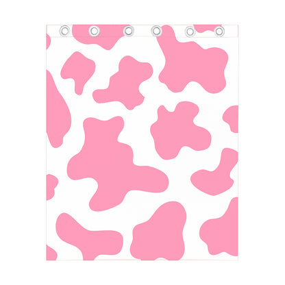 Pastel Pink And White Cow Print Curtain