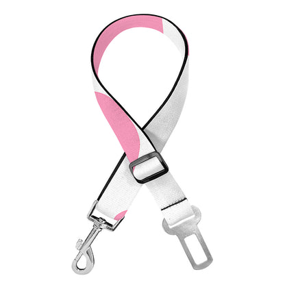 Pastel Pink And White Cow Print Dog Seat Belt