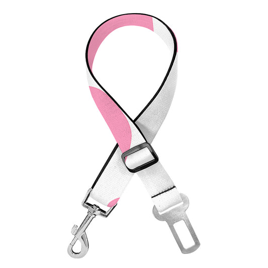 Pastel Pink And White Cow Print Dog Seat Belt