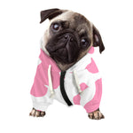 Pastel Pink And White Cow Print Dog Zip Up Hoodie