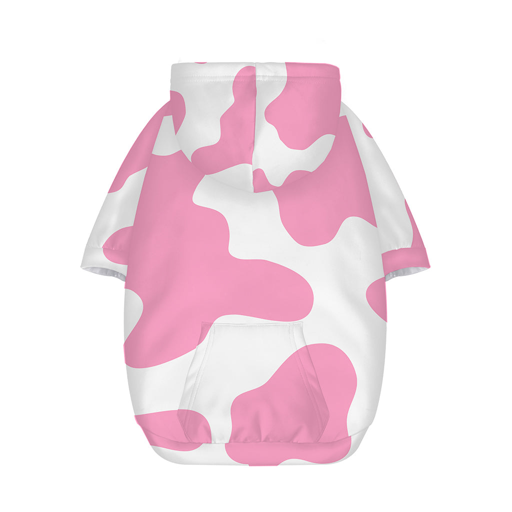 Pastel Pink And White Cow Print Dog Zip Up Hoodie