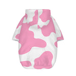 Pastel Pink And White Cow Print Dog Zip Up Hoodie