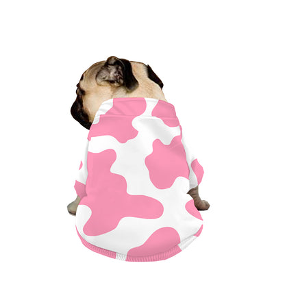 Pastel Pink And White Cow Print Dog Zip Up Jacket