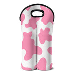 Pastel Pink And White Cow Print Double Neoprene Wine Tote