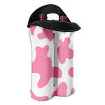 Pastel Pink And White Cow Print Double Neoprene Wine Tote