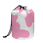 Pastel Pink And White Cow Print Drawstring Makeup Bag