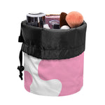 Pastel Pink And White Cow Print Drawstring Makeup Bag