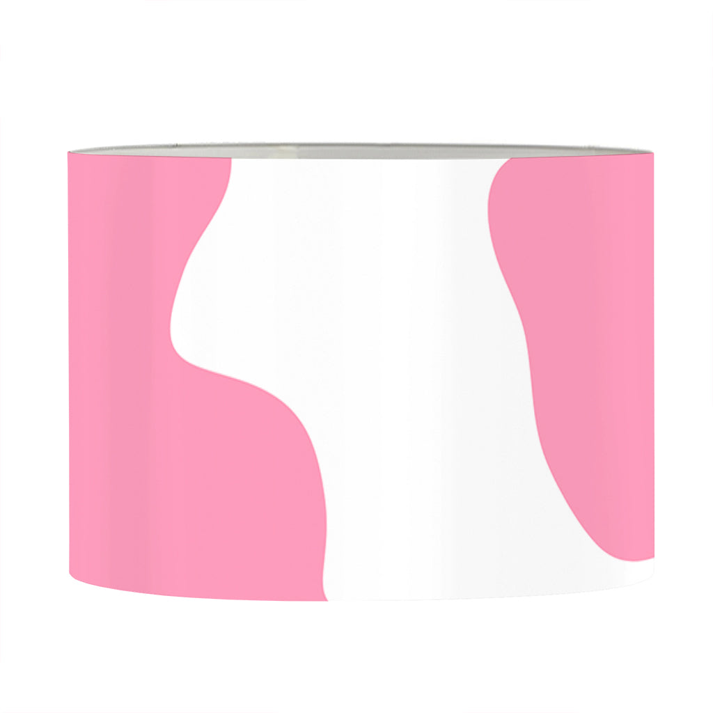 Pastel Pink And White Cow Print Drum Lamp Shade