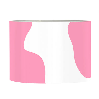 Pastel Pink And White Cow Print Drum Lamp Shade