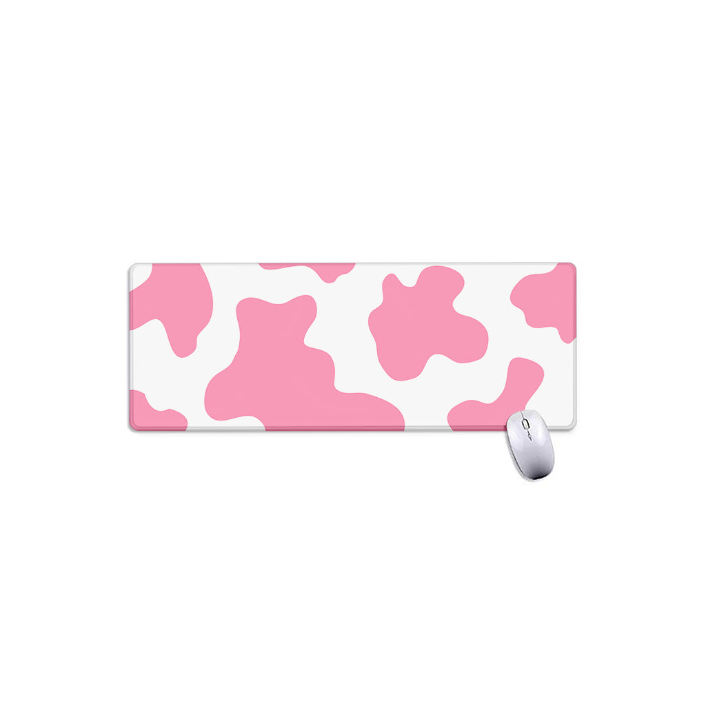 Pastel Pink And White Cow Print Extended Mouse Pad