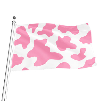 Pastel Pink And White Cow Print Flag