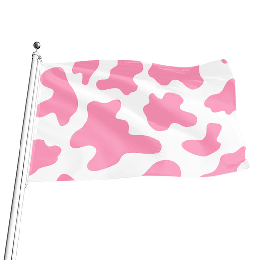 Pastel Pink And White Cow Print Flag
