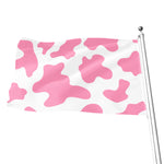 Pastel Pink And White Cow Print Flag
