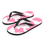Pastel Pink And White Cow Print Flip Flops