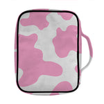Pastel Pink And White Cow Print Front Pocket Bible Bag