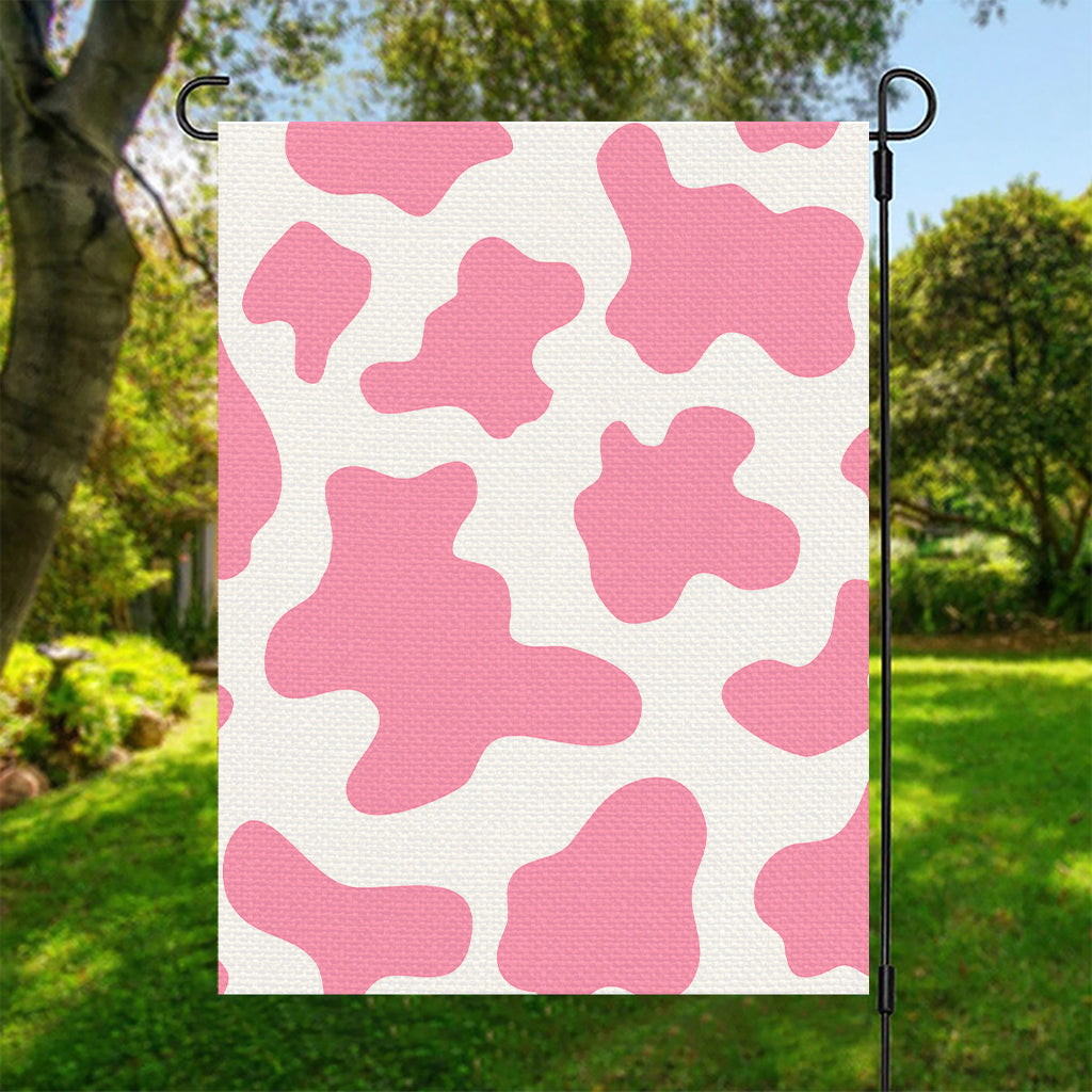 Pastel Pink And White Cow Print Garden Flag