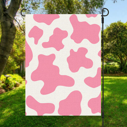 Pastel Pink And White Cow Print Garden Flag