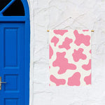 Pastel Pink And White Cow Print Garden Flag