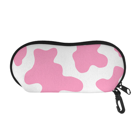 Pastel Pink And White Cow Print Glasses Case