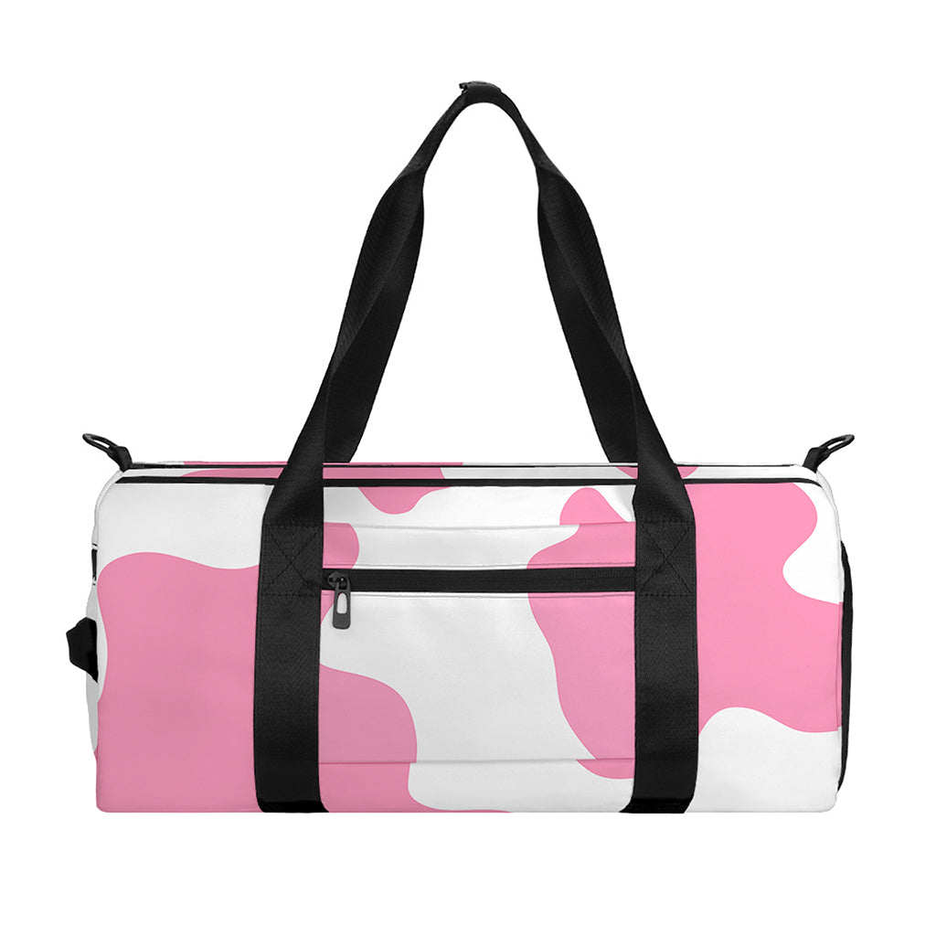 Pastel Pink And White Cow Print Gym Bag