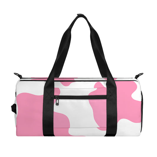 Pastel Pink And White Cow Print Gym Bag