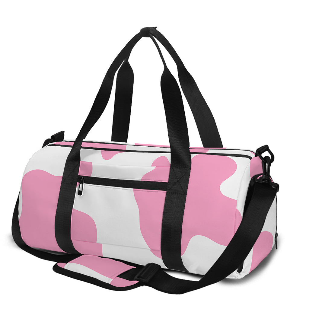 Pastel Pink And White Cow Print Gym Bag