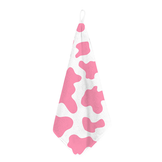 Pastel Pink And White Cow Print Hand Towel