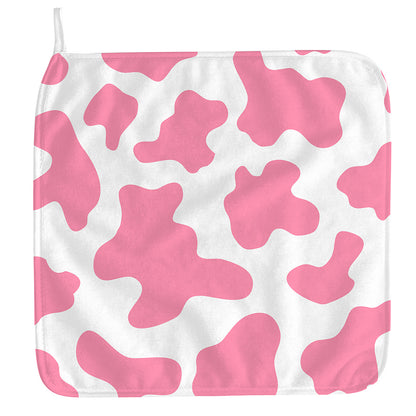 Pastel Pink And White Cow Print Hand Towel