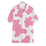 Pastel Pink And White Cow Print Hawaiian Shirt